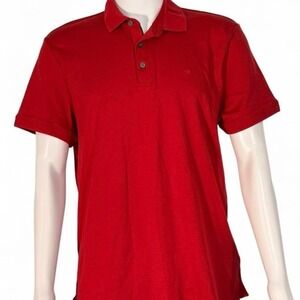 Calvin Klein Mens Liquid Touch Polo Shirt Red Short Sleeve Cotton Large L